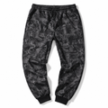 Large-size black camouflage jogging pants